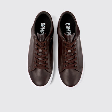 Overhead view of Andratx Dark brown leather sneakers for men