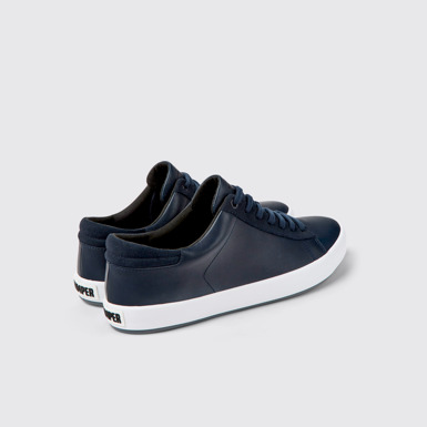 Back view of Andratx Blue Leather and Nubuck Sneakers for Men.