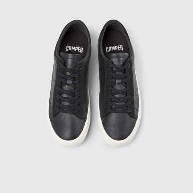 Andratx Sneakerși din piele și piele năbuc pentru bărbați, negru