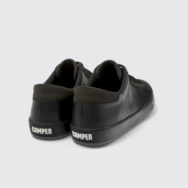 Back view of Andratx Black Leather/Nubuck Sneaker for Men