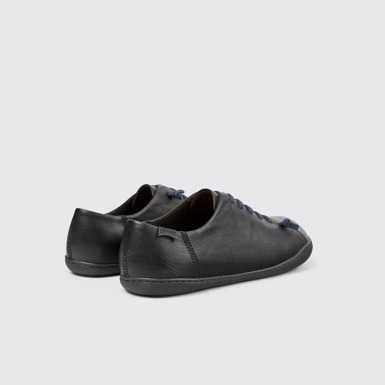 Back view of Peu Black Leather Shoes for Men.