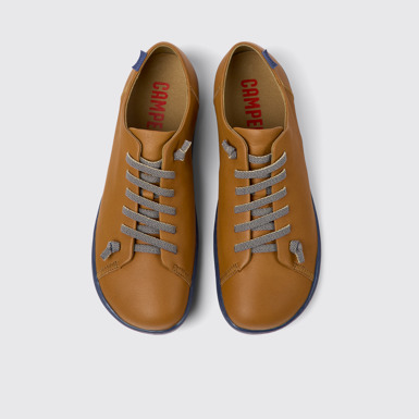 Overhead view of Peu Brown leather shoes for men