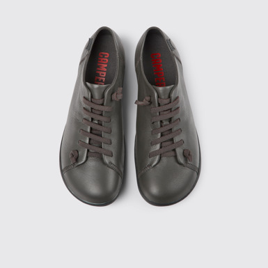 Overhead view of Peu Gray leather shoes for men