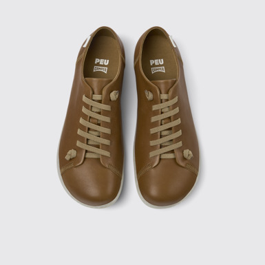 Overhead view of Peu Brown Leather Basket for Men