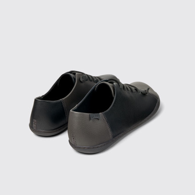 Back view of Twins Black-gray leather shoes for men