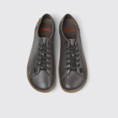 Overhead view of Peu Gray Leather Shoes for Men.