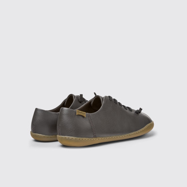 Back view of Peu Gray Leather Shoes for Men.