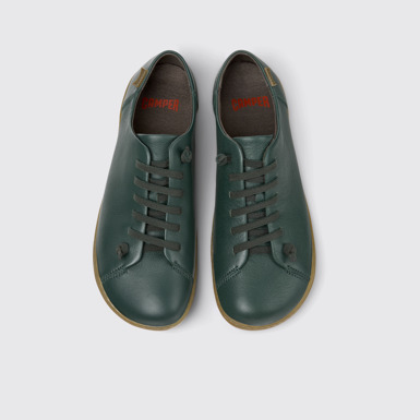 Overhead view of Peu Green Leather Shoes for Men.