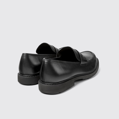 Back view of Neuman Classic men's black moccasin