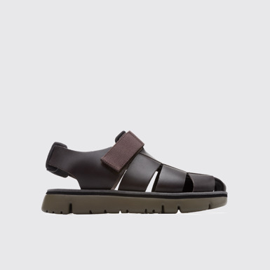 Side view of Oruga Brown Sandals for Men