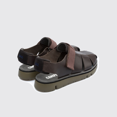 Back view of Oruga Brown Sandals for Men