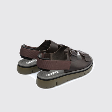 Back view of Oruga Brown Sandals for Men