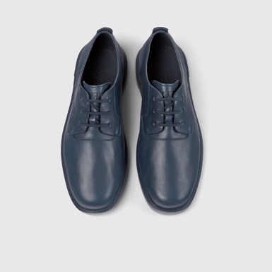 Overhead view of Bill Blue leather and nubuck sneakers