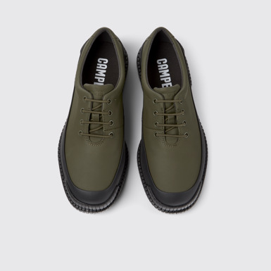 Overhead view of Pix Smart green lace up shoe for men