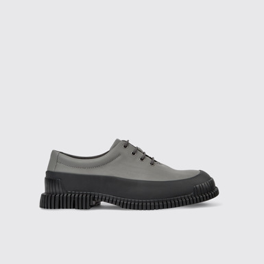 Side view of Pix Gray and black leather lace-up shoes for men