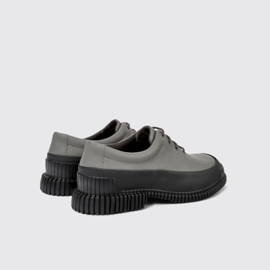 Back view of Pix Gray and black leather lace-up shoes for men