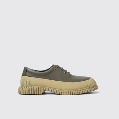 Side view of Pix Green and beige shoes for men
