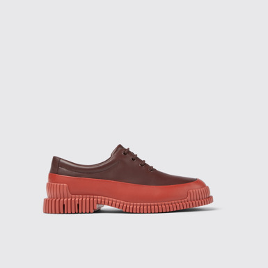 Side view of Pix Red and brown shoes for men