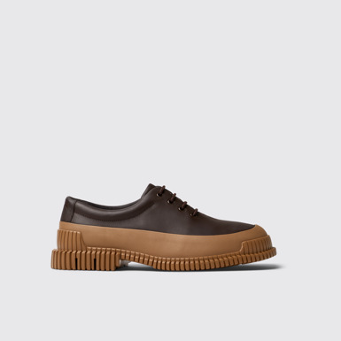 Side view of Pix Brown Leather Shoe for Men