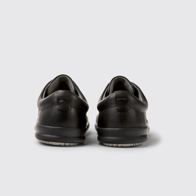Back view of Chasis Sport Black Leather Shoes for Men.