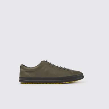 Side view of Chasis Grey leather shoes for men