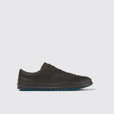 Side view of Chasis Gray leather shoes for men