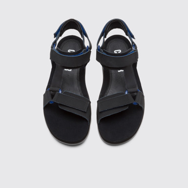 Overhead view of Oruga Black sporty strap sandal for men