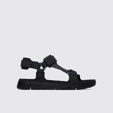 Side view of Oruga Black sporty strap sandal for men