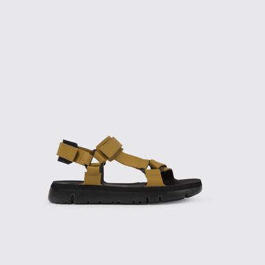 Side view of Oruga Brown leather sandals for men