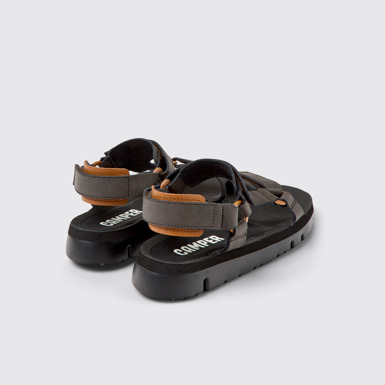 Back view of Oruga Brown leather sandals for men