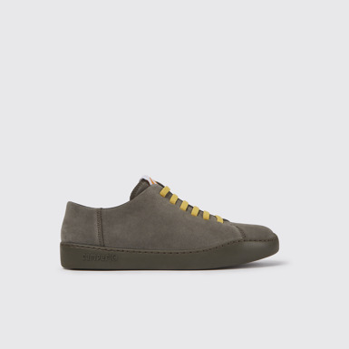 Side view of Peu Touring Green nubuck sneakers