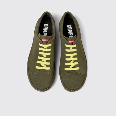 Overhead view of Peu Touring Green nubuck sneakers for men