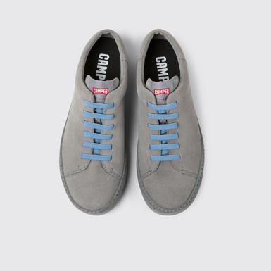 Overhead view of Peu Touring Gray nubuck sneakers for men