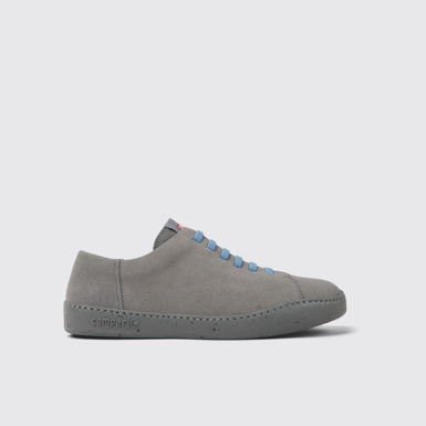 Side view of Peu Touring Gray nubuck sneakers for men