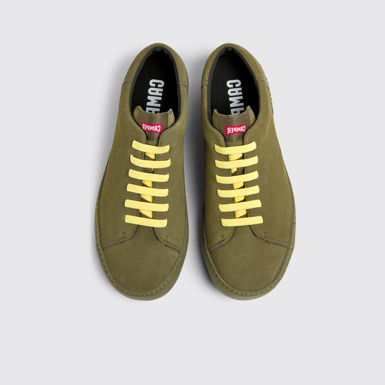 Overhead view of Peu Touring Green nubuck sneakers for men