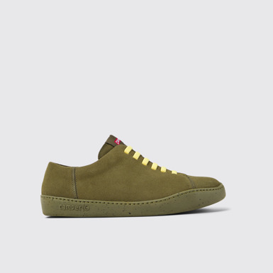 Side view of Peu Touring Green nubuck sneakers for men
