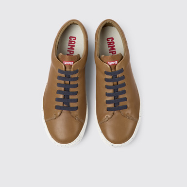 Overhead view of Peu Touring Brown leather sneakers for men