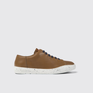 Side view of Peu Touring Brown leather sneakers for men