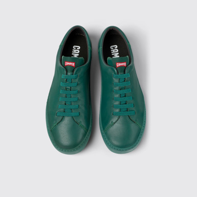 Overhead view of Peu Touring Green leather sneakers for men