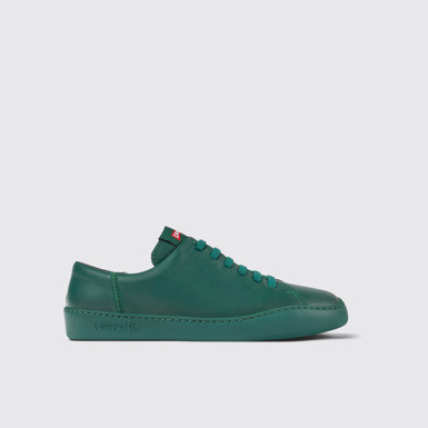 Side view of Peu Touring Green leather sneakers for men