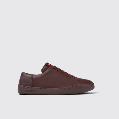 Side view of Peu Touring Burgundy leather sneakers for men