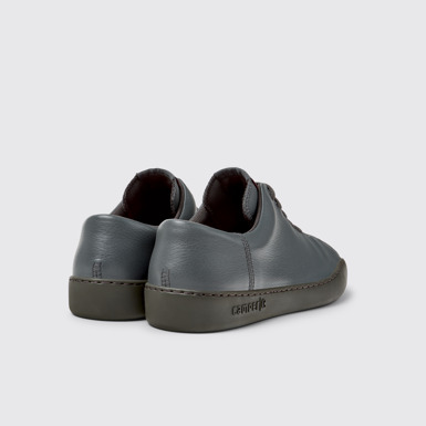 Back view of Peu Touring Gray Leather Sneakers for Men.