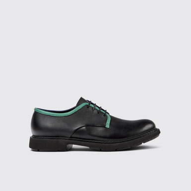Side view of Twins Black leather lace-up shoes for men