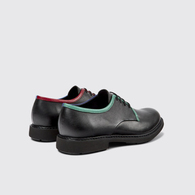 Back view of Twins Black leather lace-up shoes for men