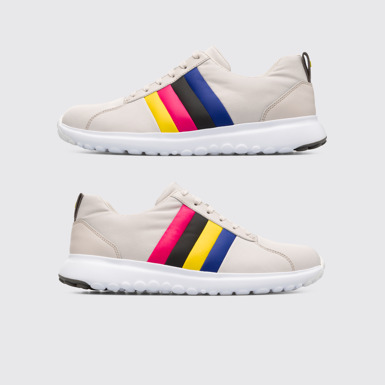 Side view of Twins Beige Sneakers for Men