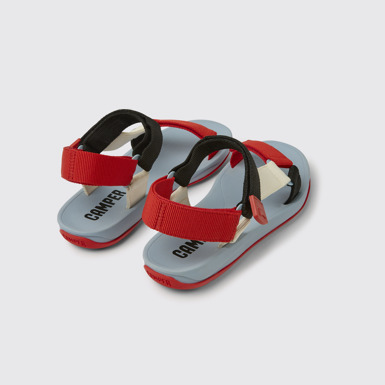 Back view of Match Red, white, and black recycled PET sandals for men