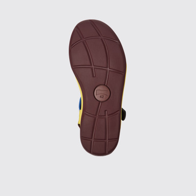 The sole of Match Yellow, blue, and burgundy sandals for men