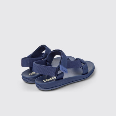 Back view of Match Blue textile sandals for men