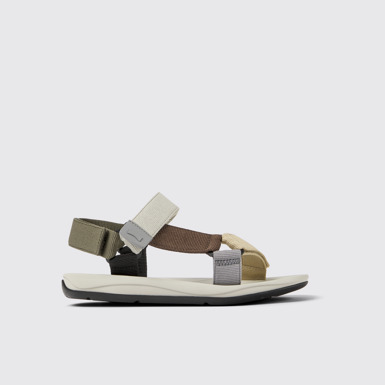 Side view of Match Multicolored textile sandals for men