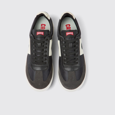 Overhead view of Pelotas XLite White and black textile and leather sneakers for men